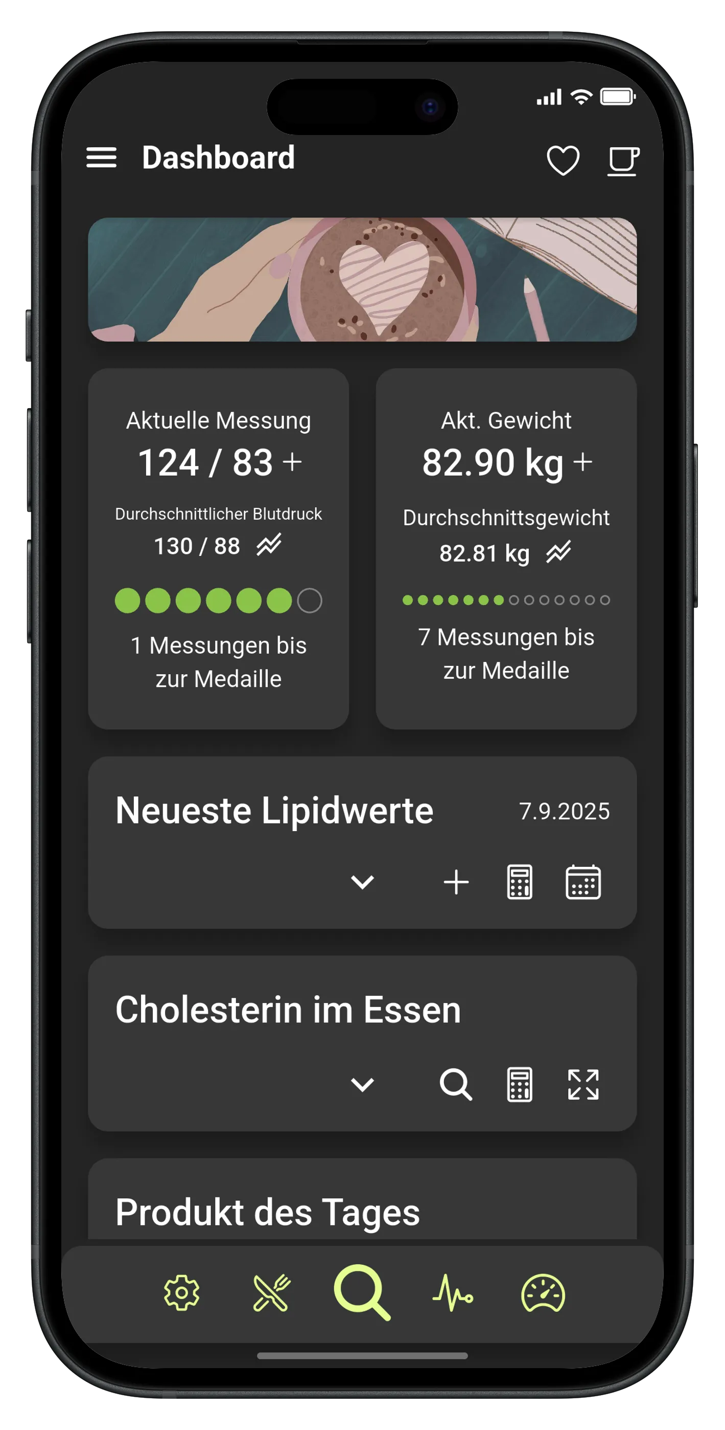 Anwendungsoberfläche im augenschonenden Dunkelmodus